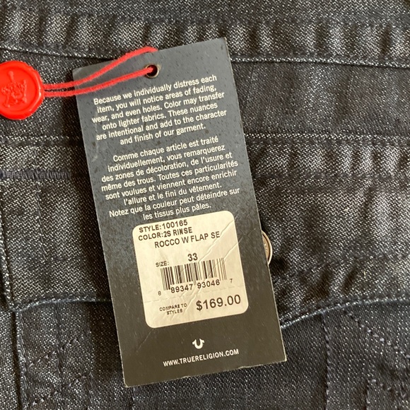 New w Tag: True Religion Ricky Relaxed Straight. Dark Wash. Size 33 Waist - Picture 13 of 15
